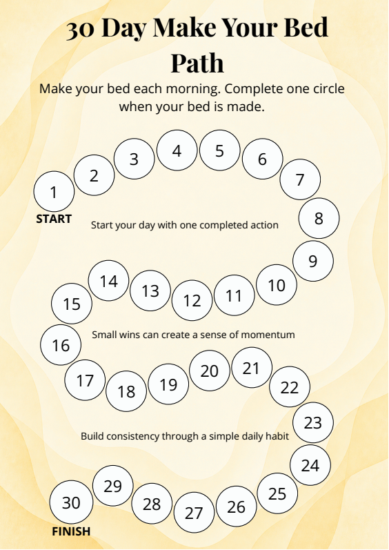 30 Day Make Your Bed Path printable habit tracker
