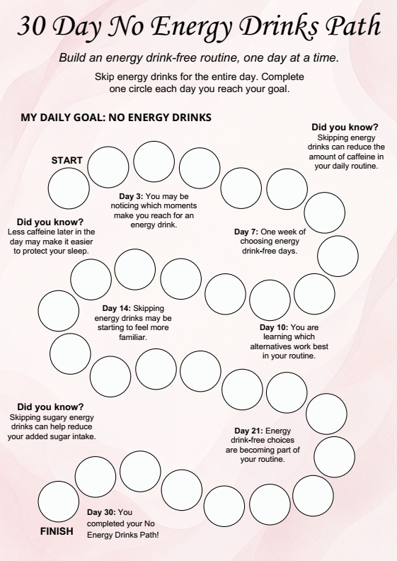30 Day No Energy Drinks Path