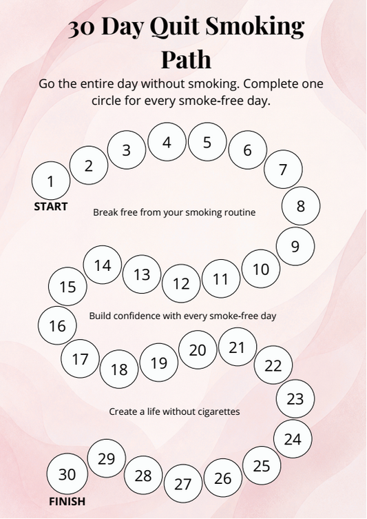 30 Day Quit Smoking Path printable progress tracker
