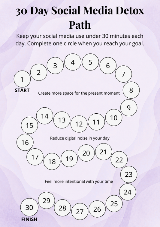 30 Day Social Media Detox Path printable tracker