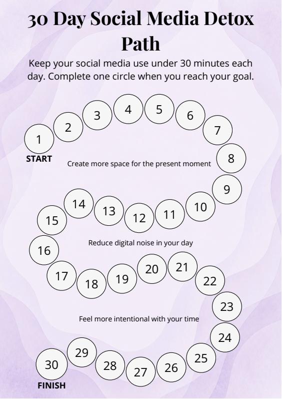 30 Day Social Media Detox Path printable tracker