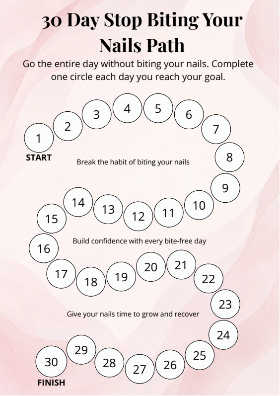30 Day Stop Biting Your Nails Path printable habit tracker