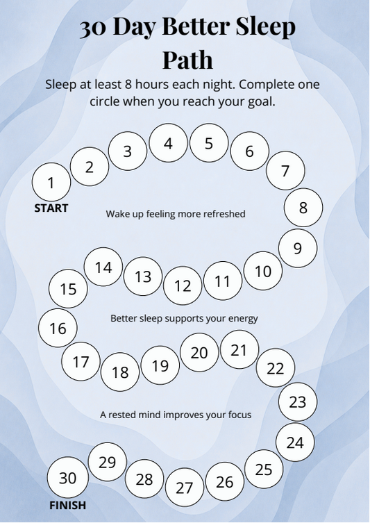 30 Day Better Sleep Path printable sleep tracker